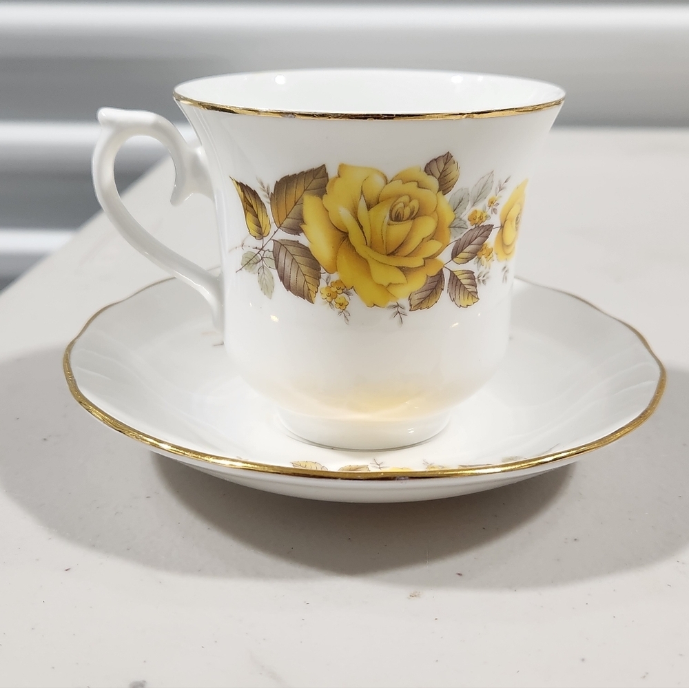 Queen Anne Teacup and Saucer Floral Pattern